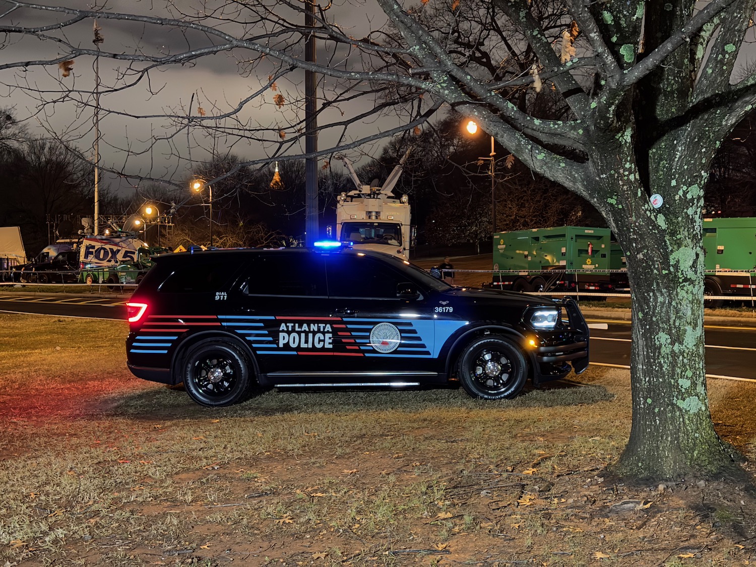 a police car parked in a parking lot