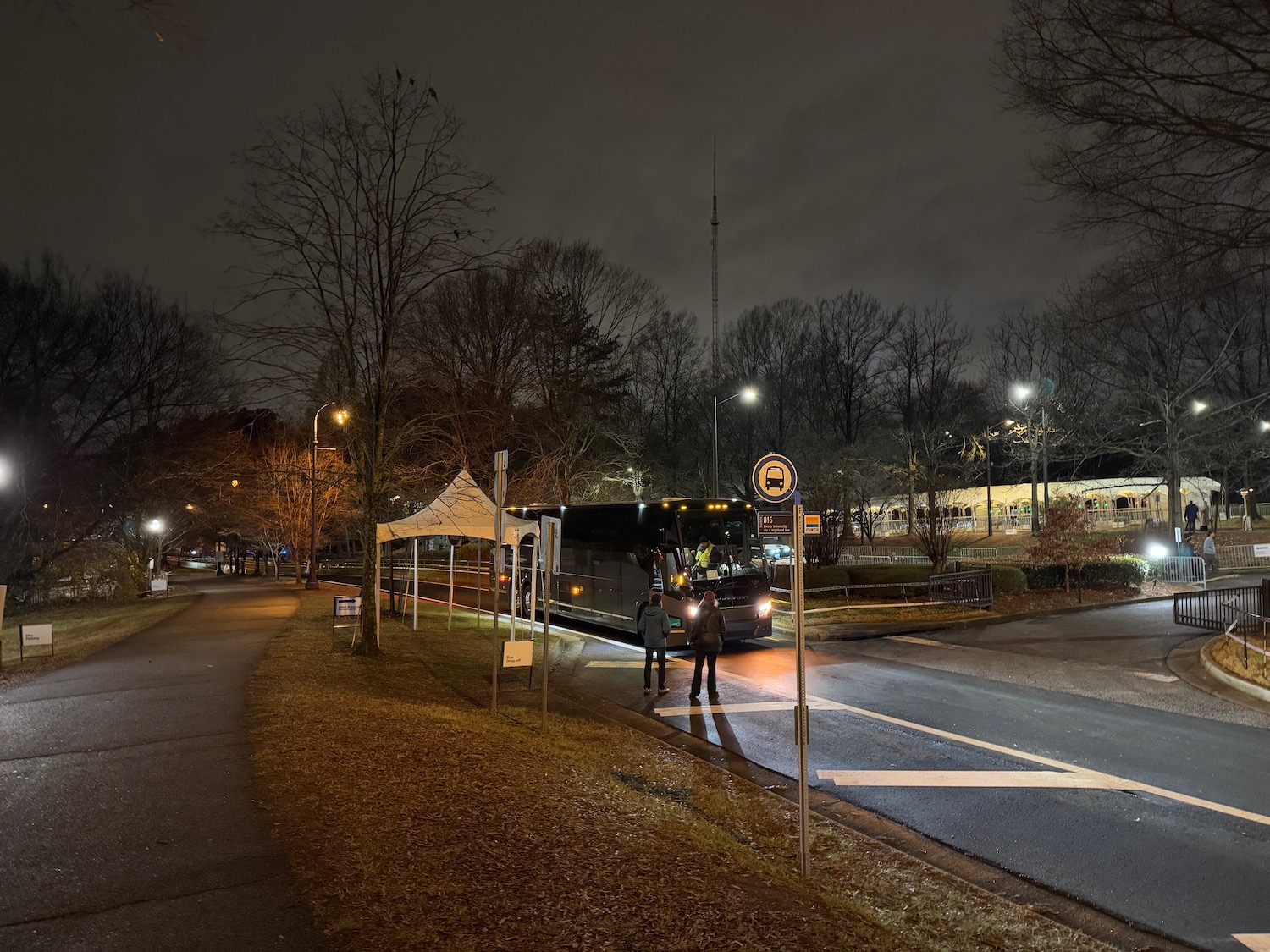 a bus on the street at night