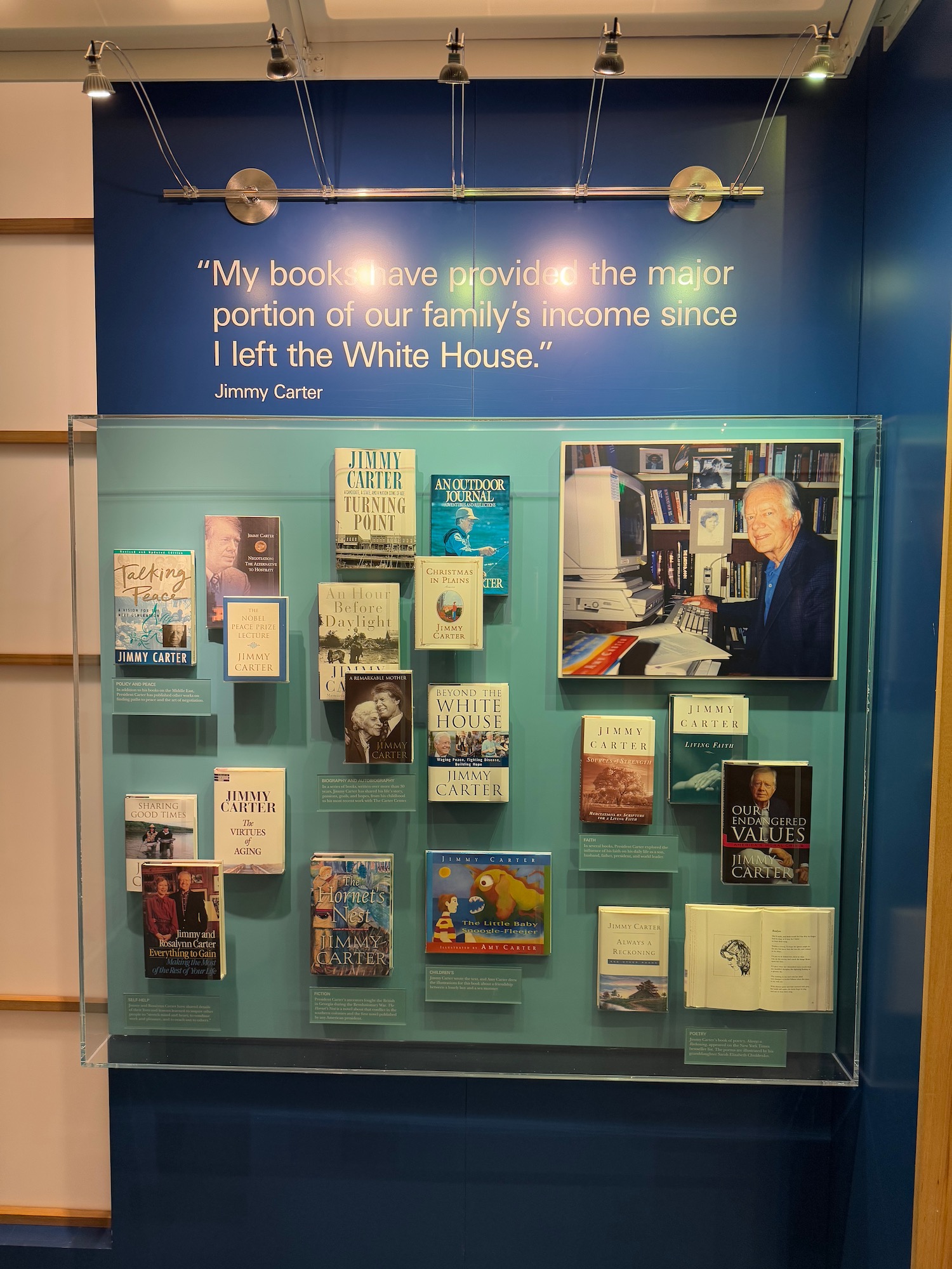 a display of books on a wall