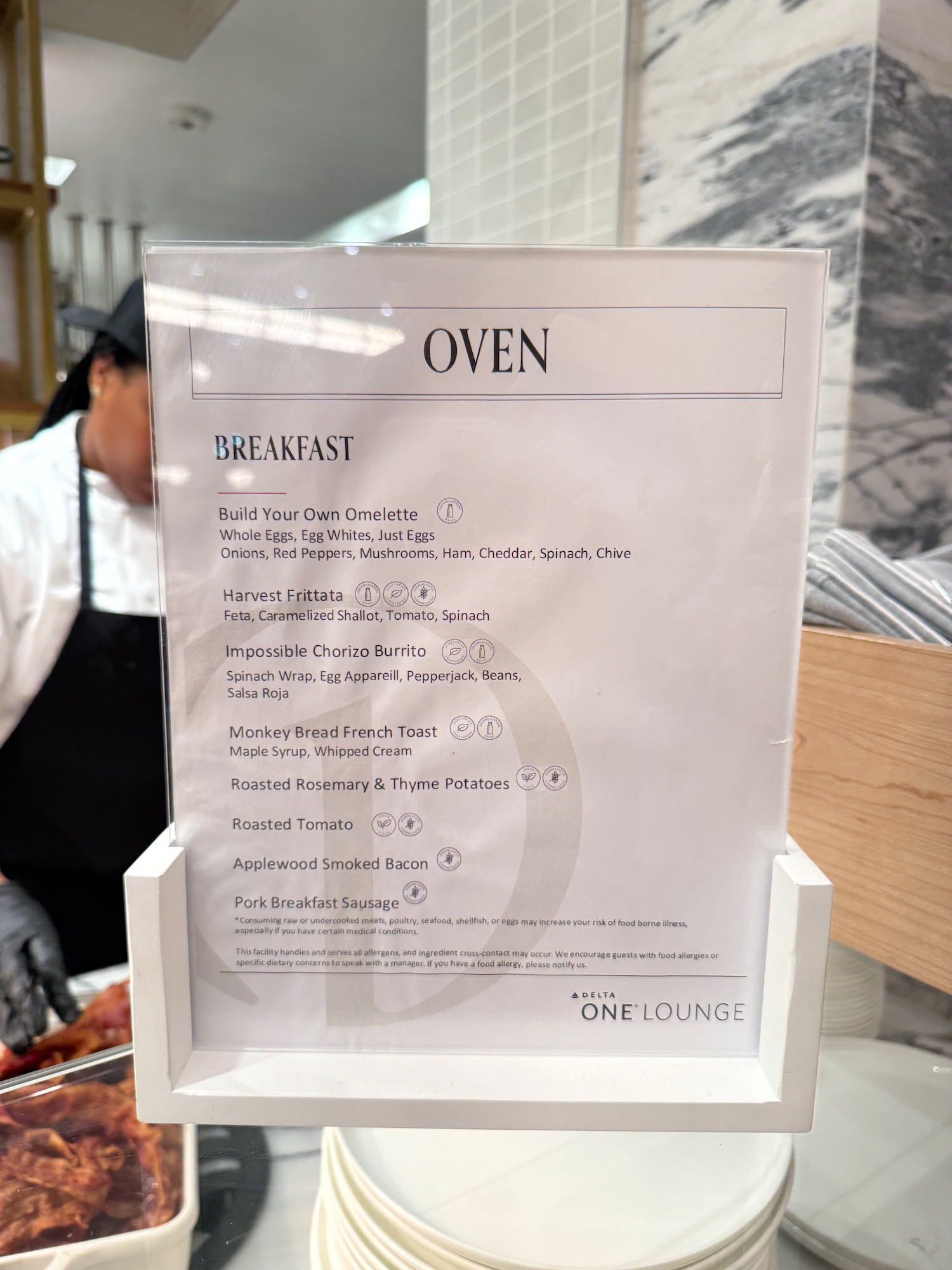 a menu on a stand