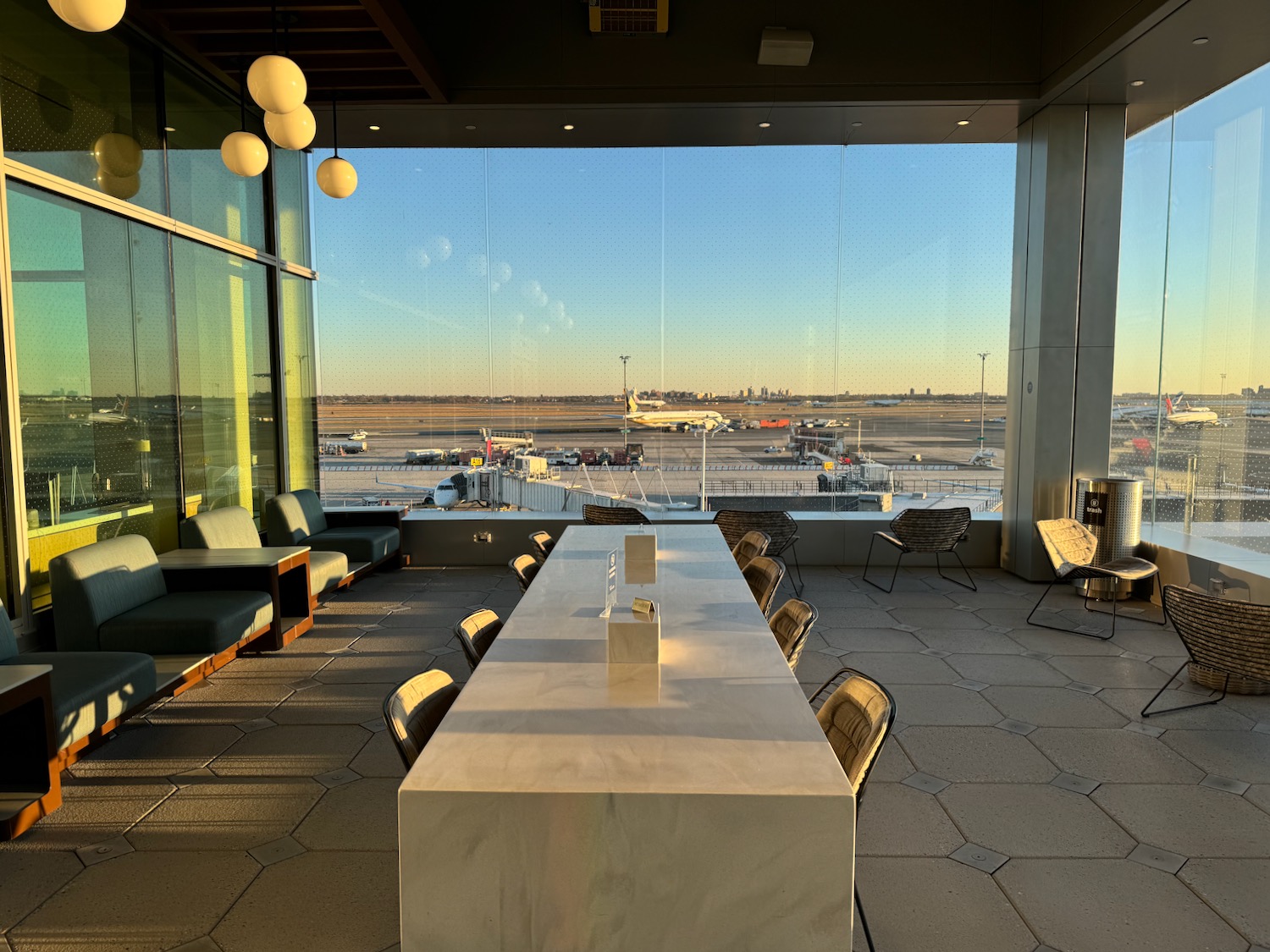 a room with a table and chairs