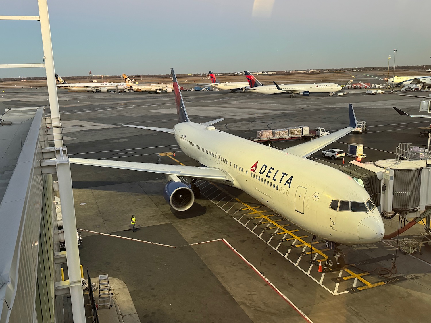 a large white airplane on a tarmac