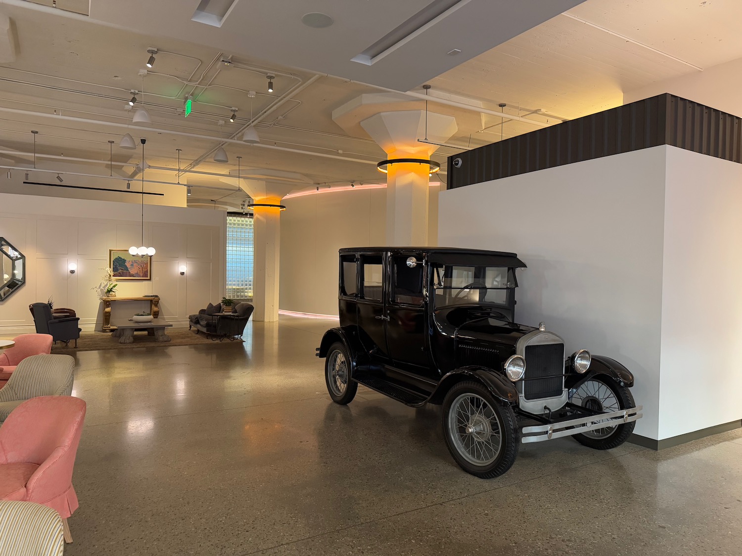 a black car in a room