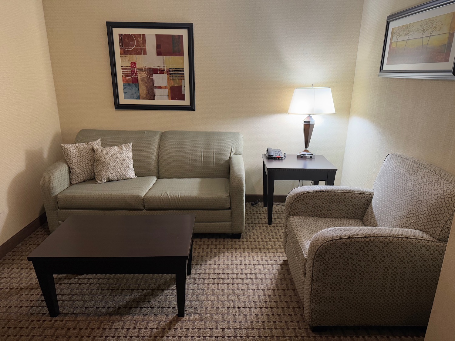 a living room with couches and a table