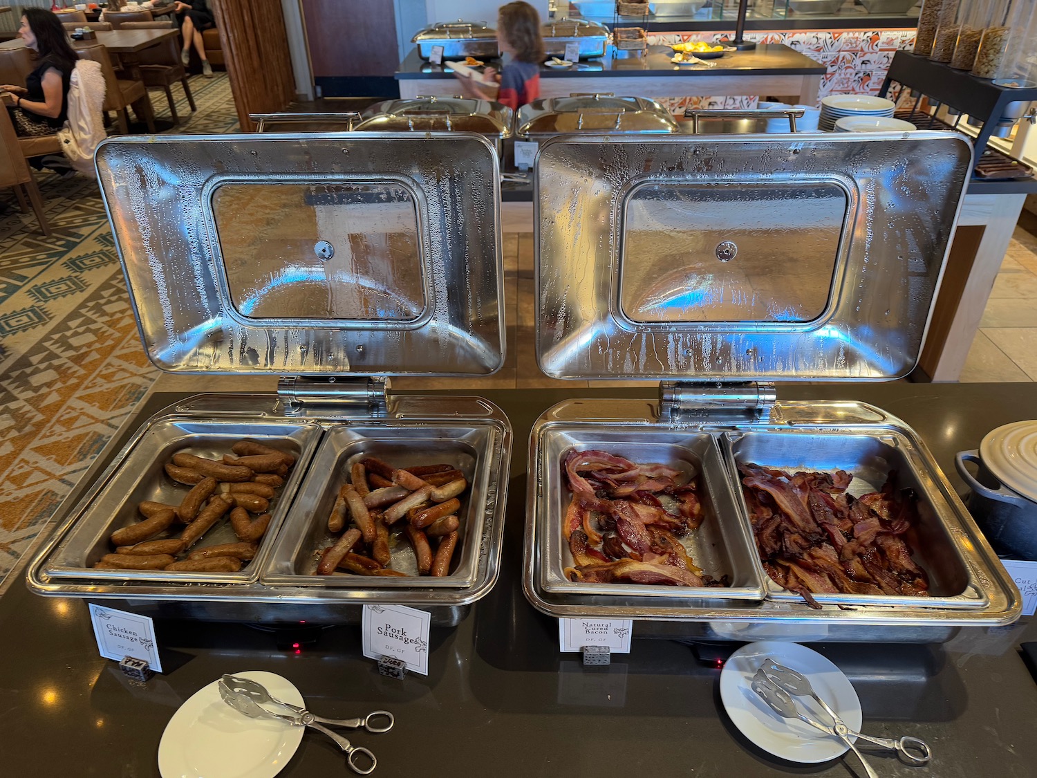 a buffet with food in containers