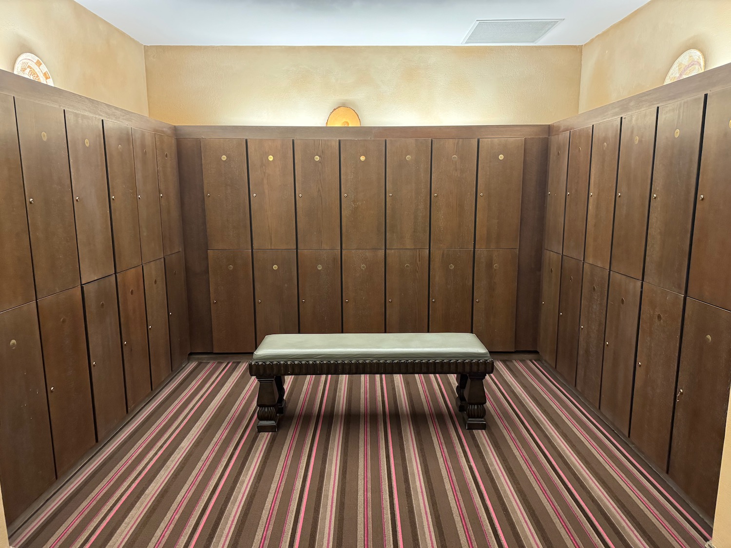 a bench in a locker room