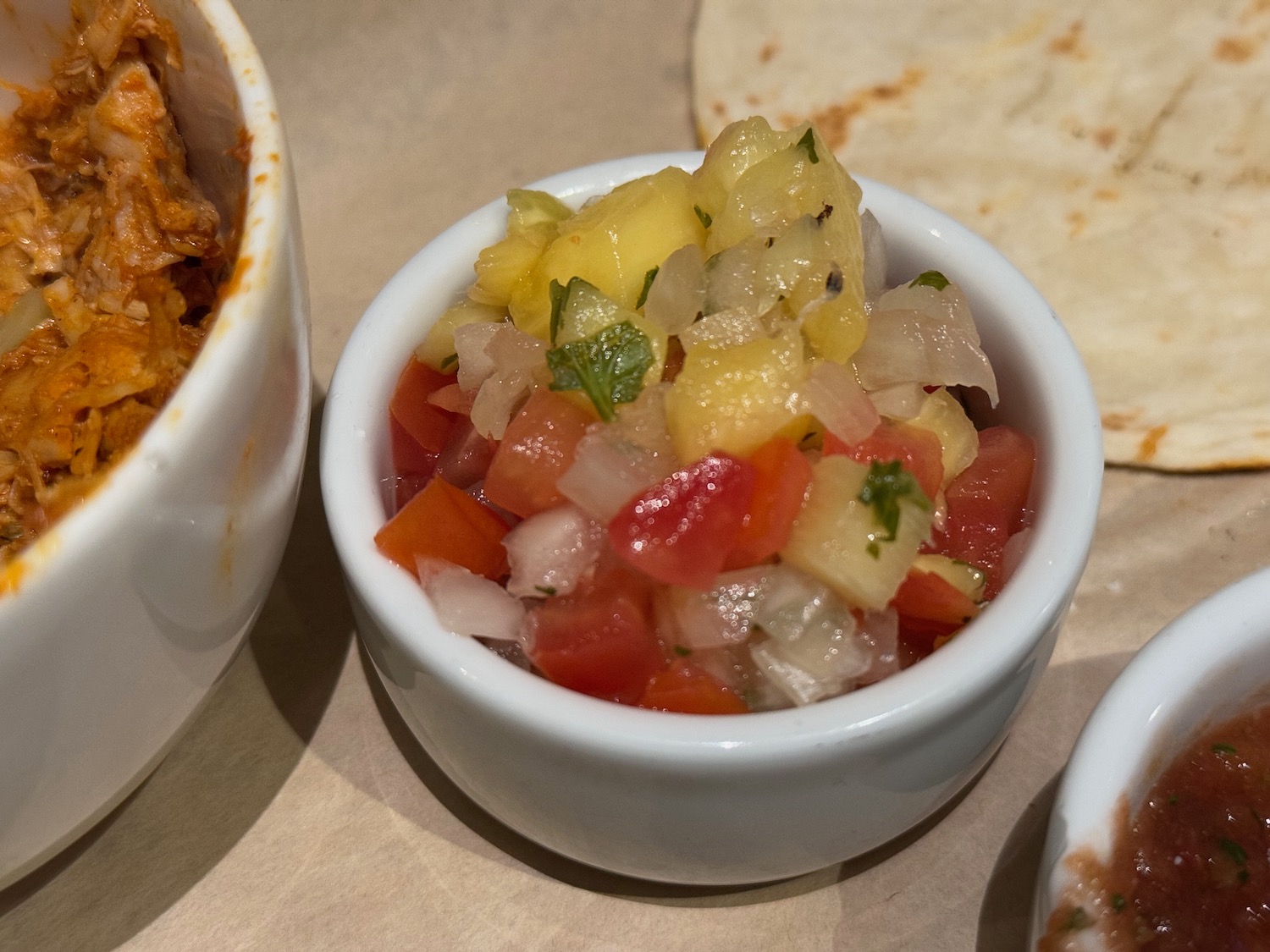 a bowl of salsa with salsa in it