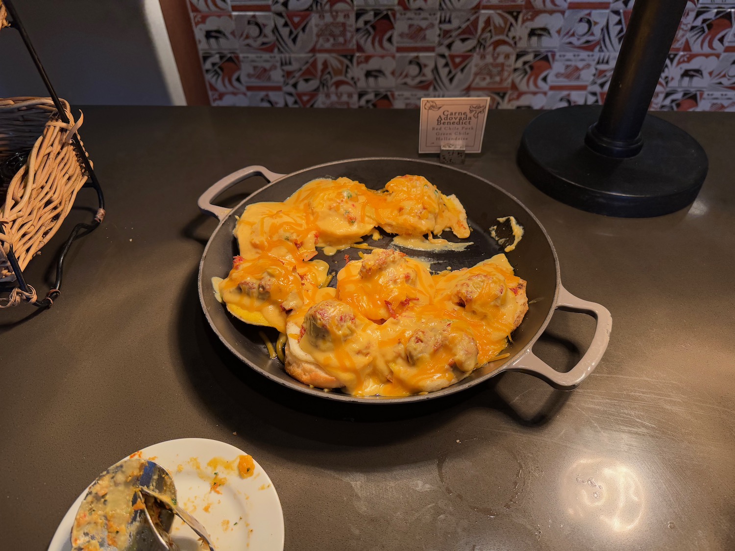 a pan of food on a table