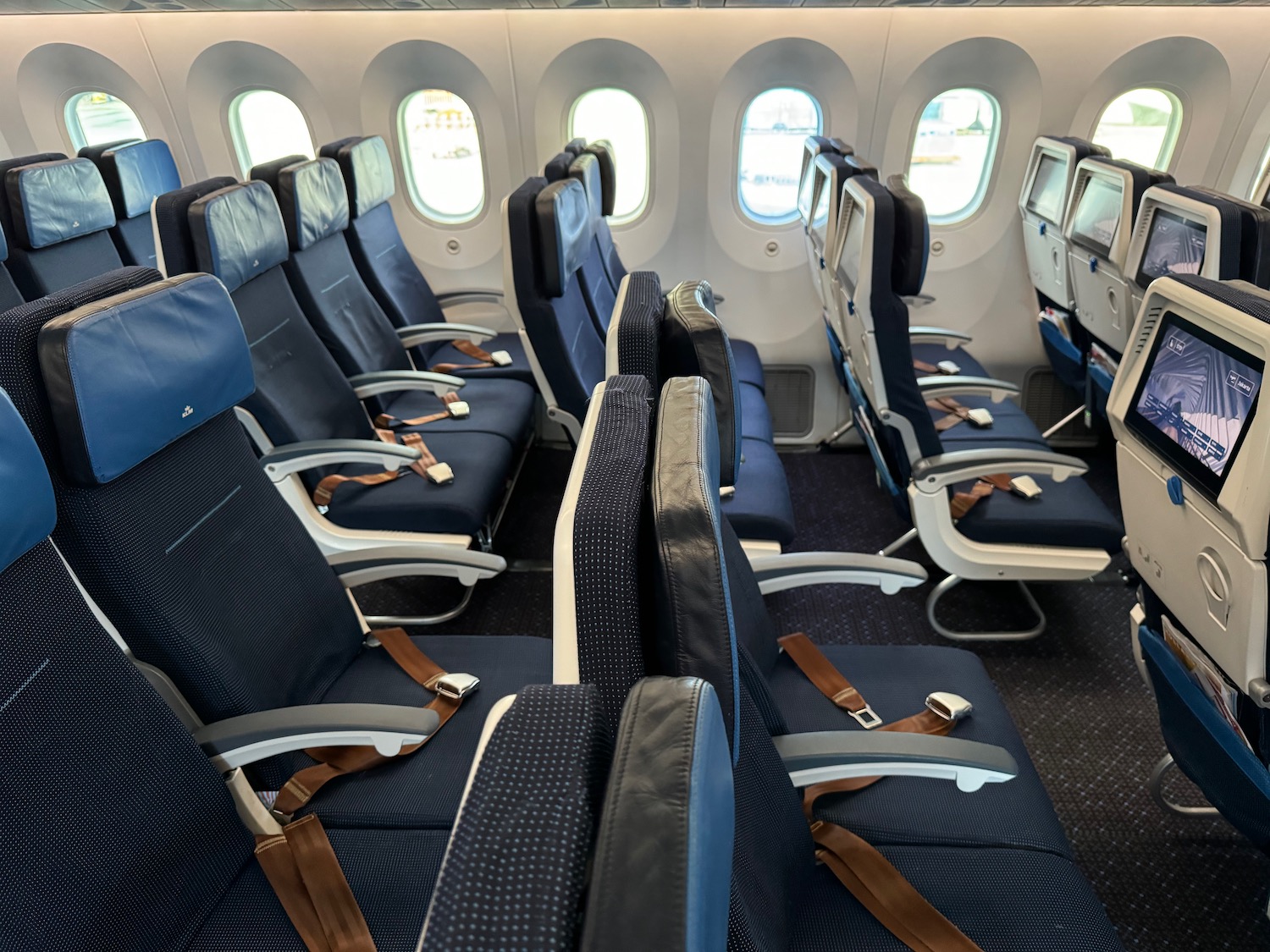 a row of seats in an airplane