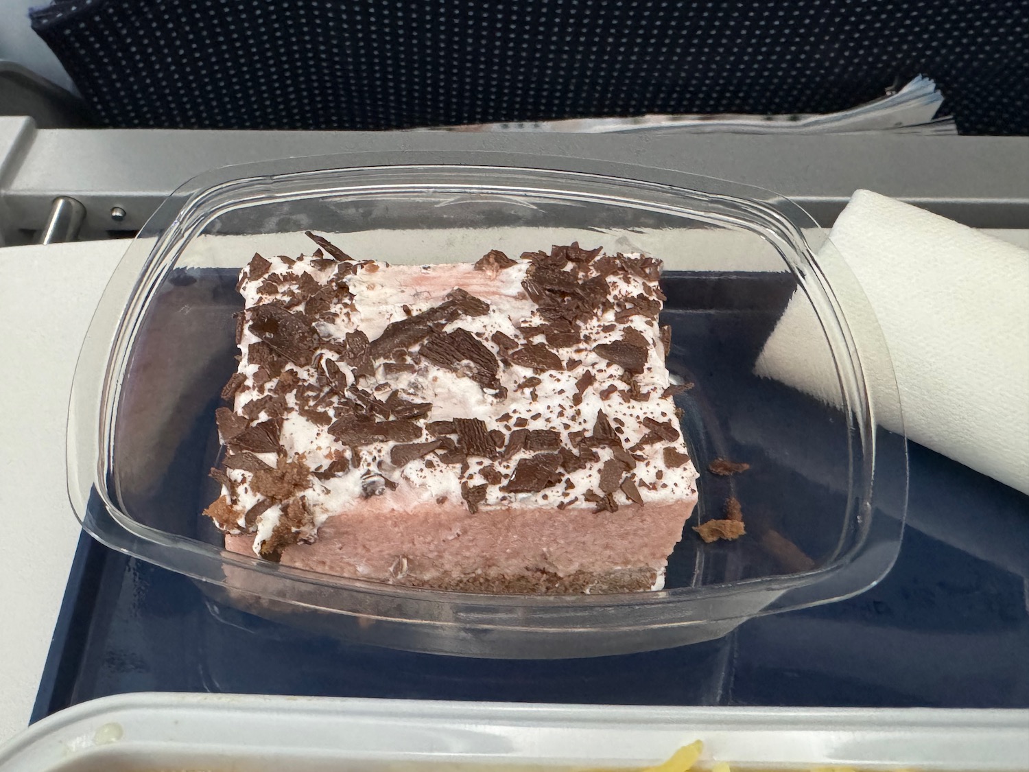 a piece of cake in a plastic container