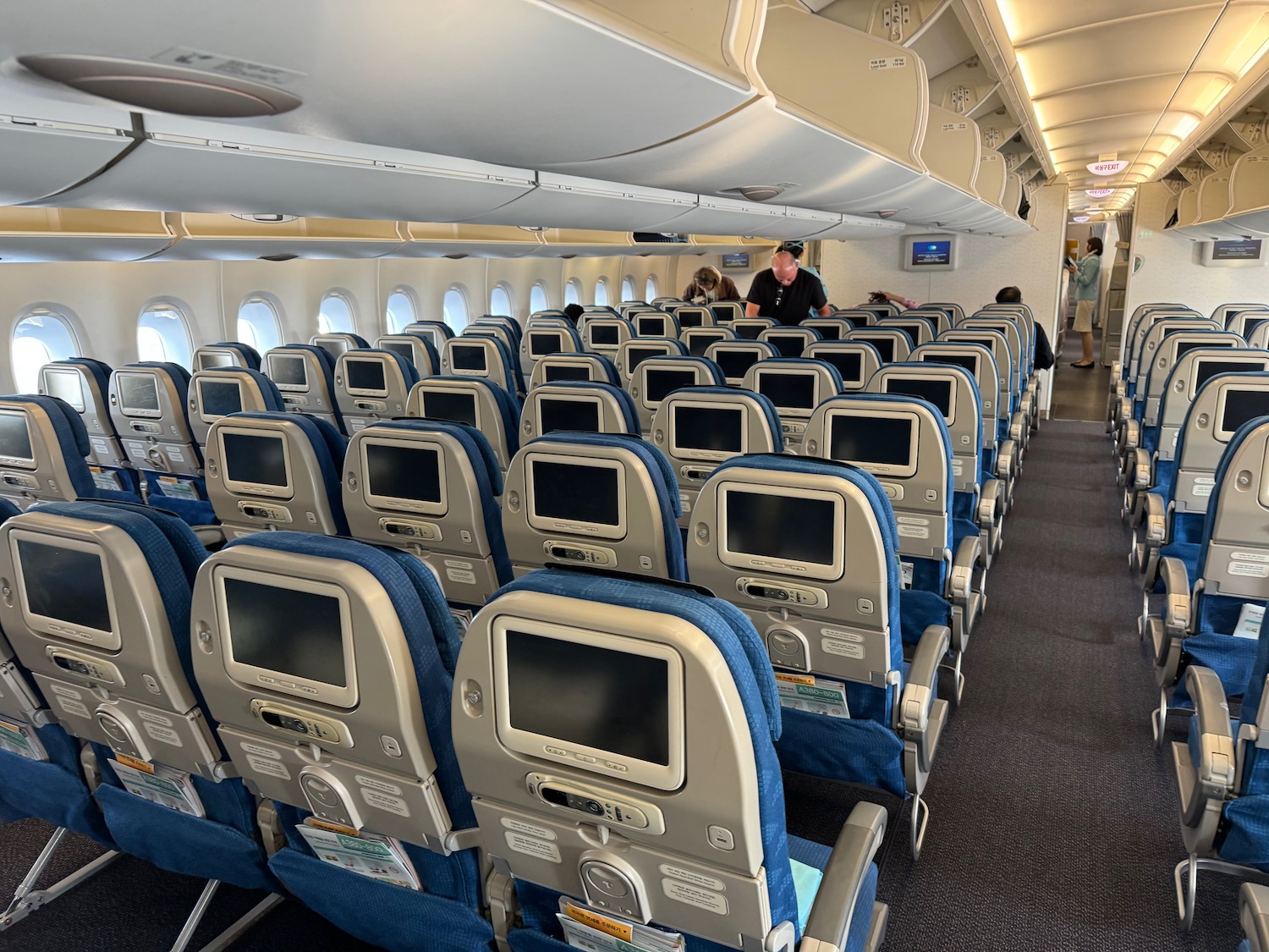 a row of seats in an airplane