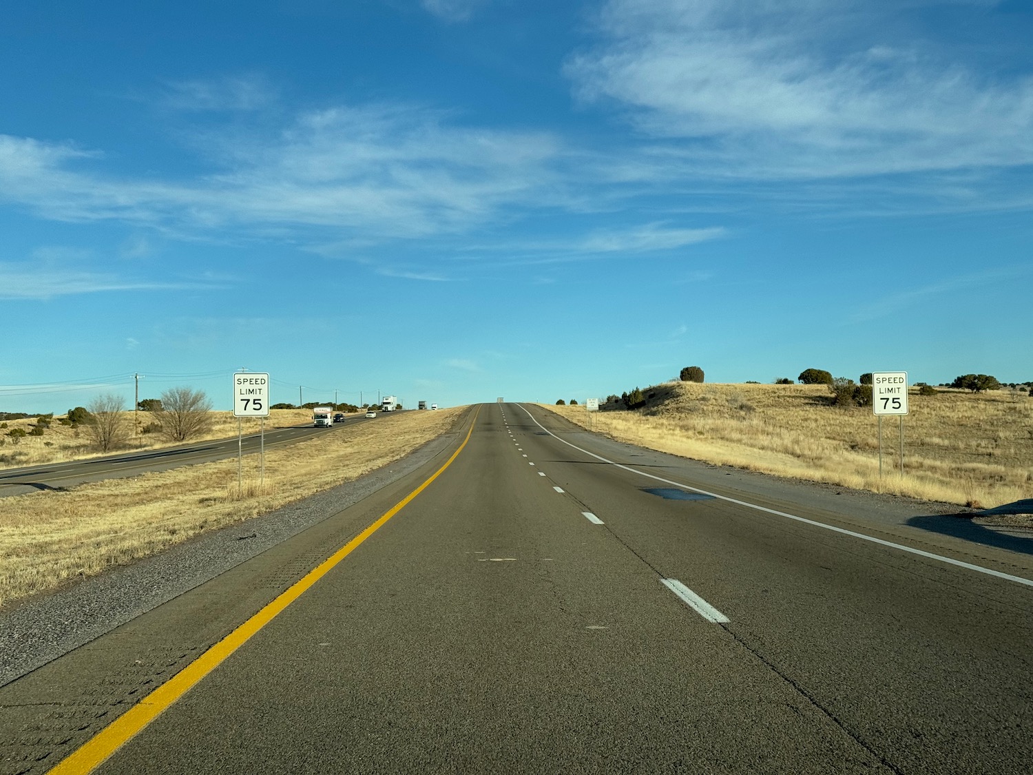 a road with signs on it