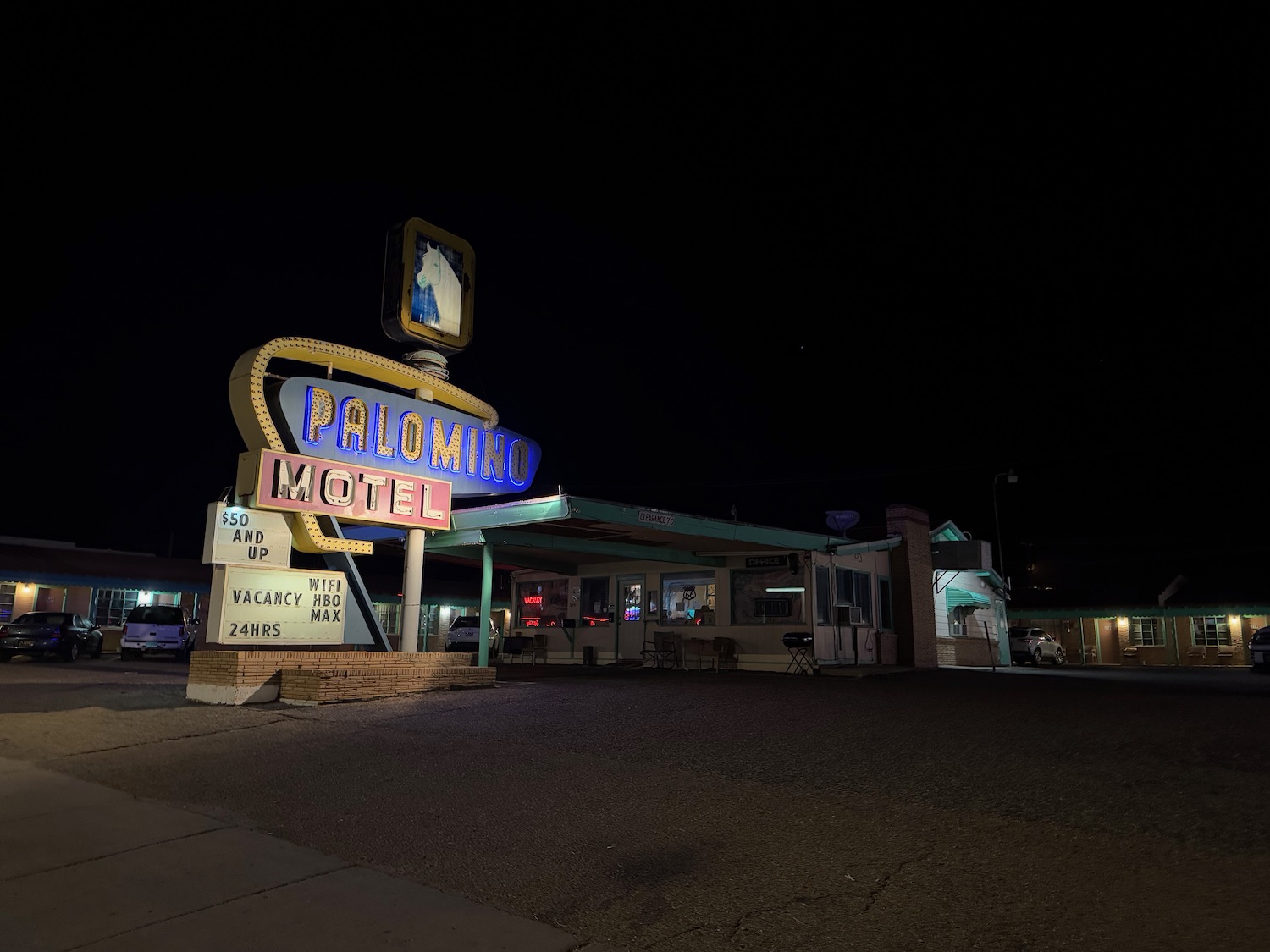 a neon sign at night