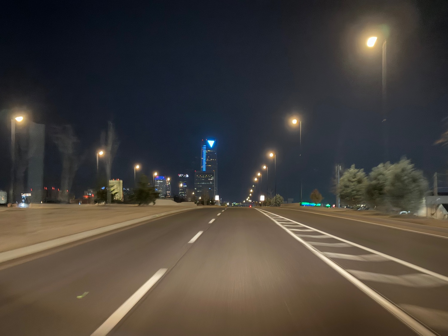 a road with lights on it