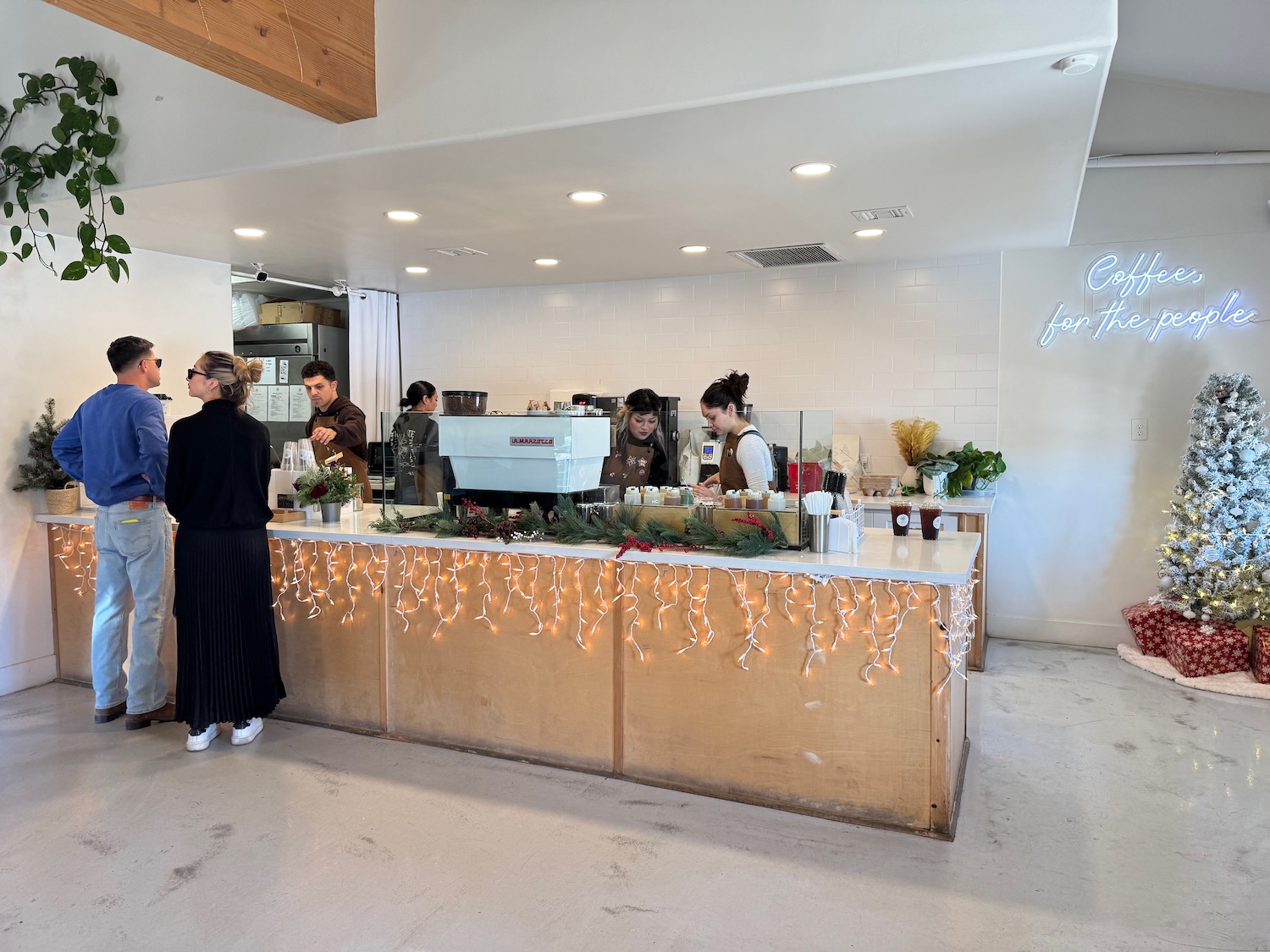 people standing at a counter