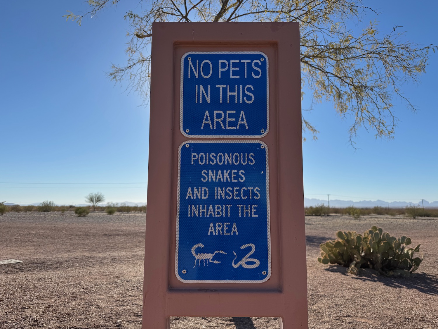 a sign in the desert