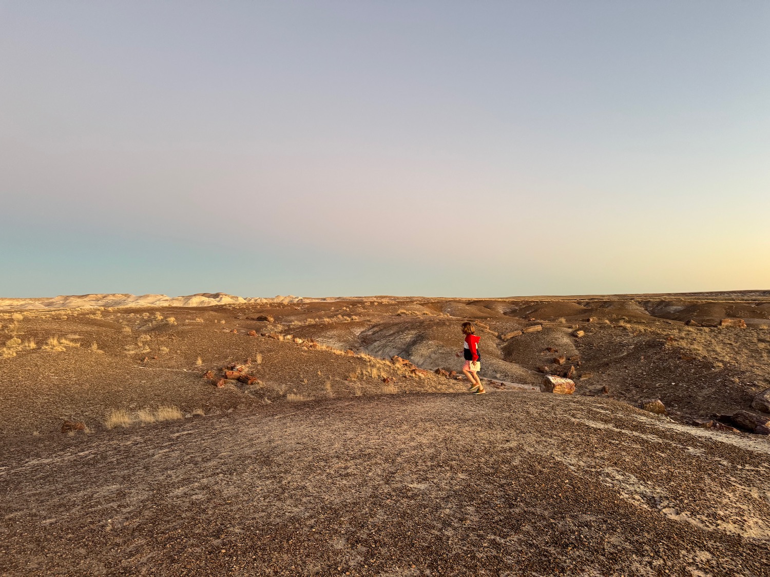 a person walking on a rocky area