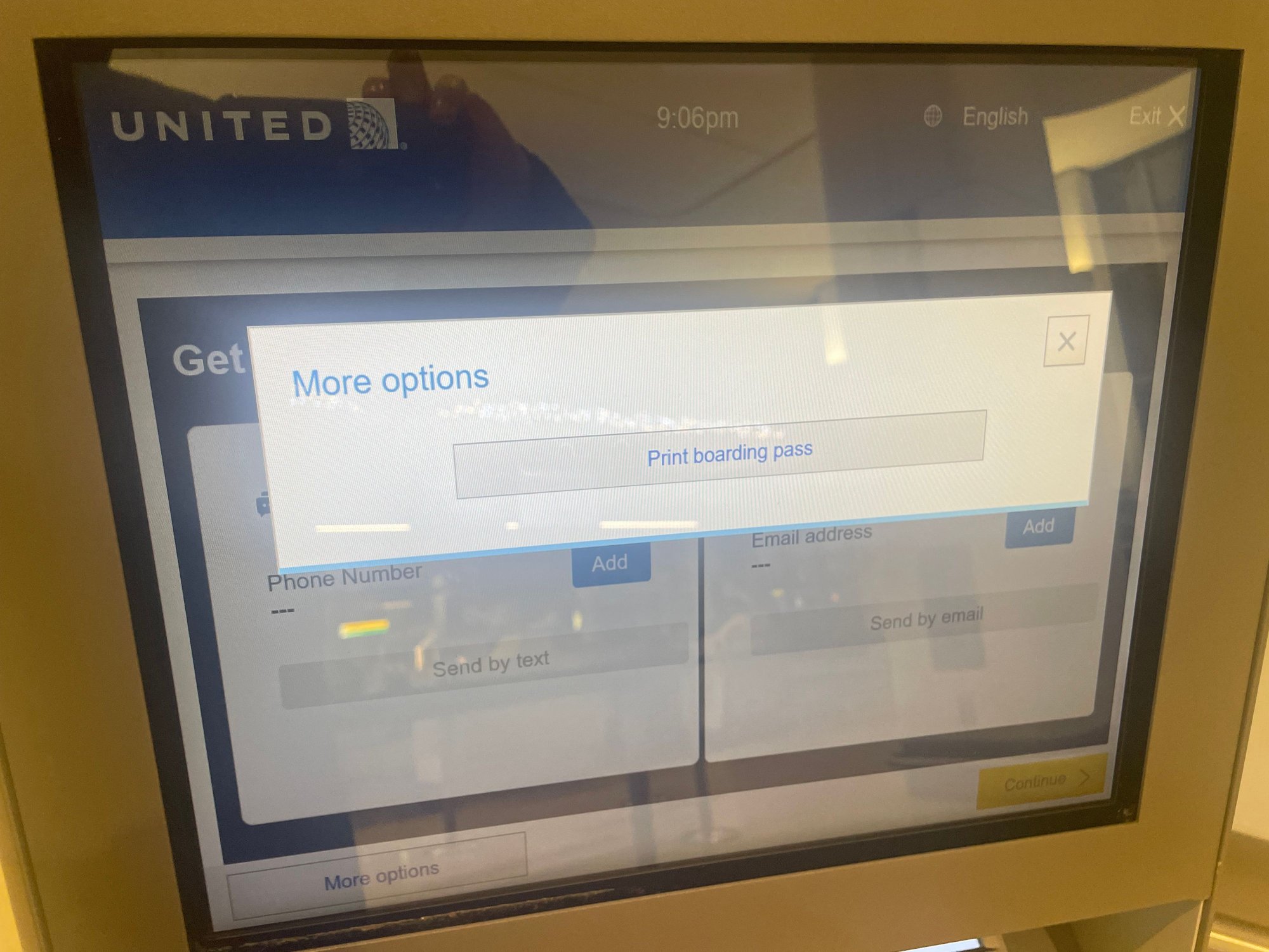 a screen with a white screen and a blue text