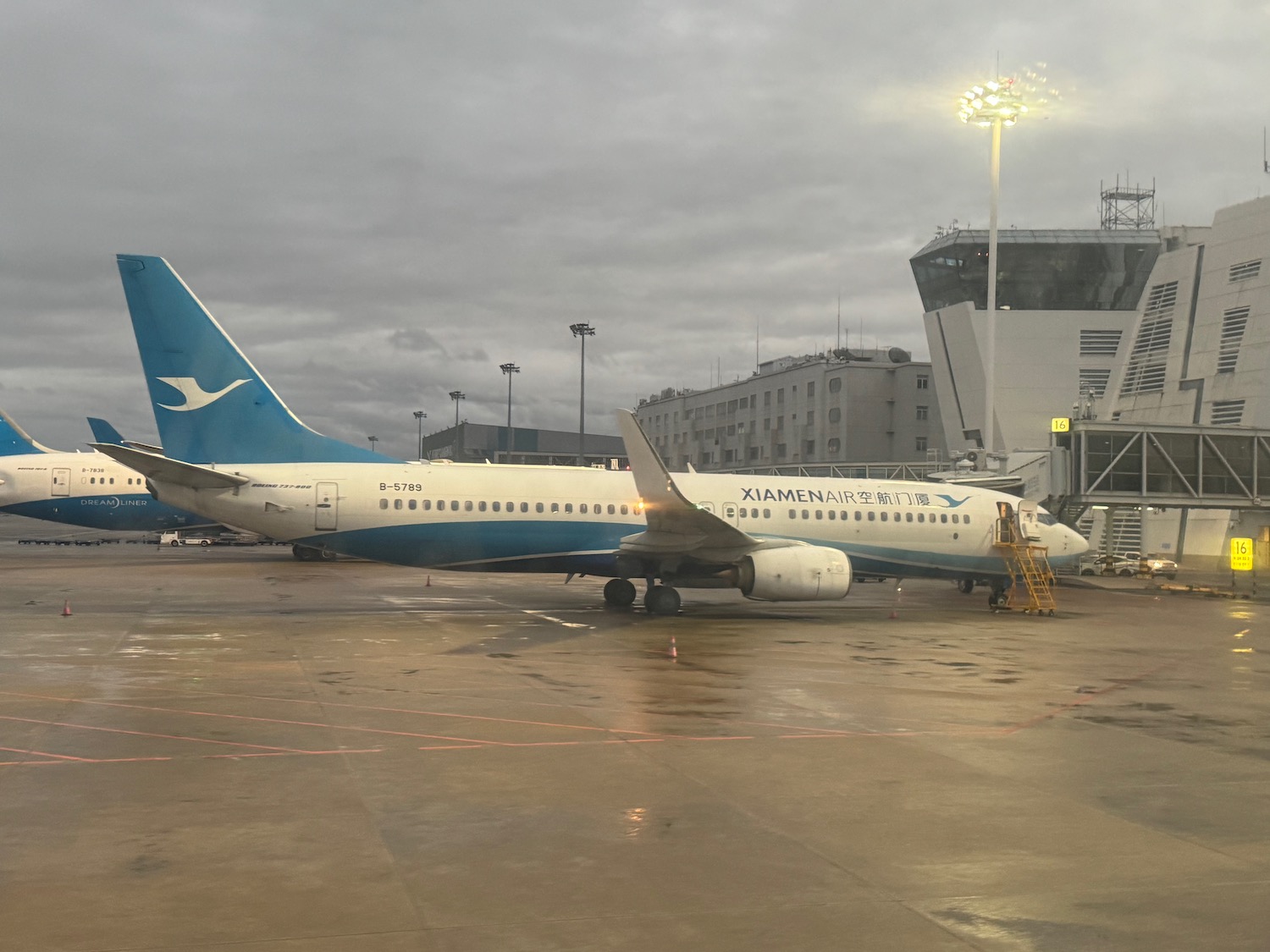 a plane parked at an airport