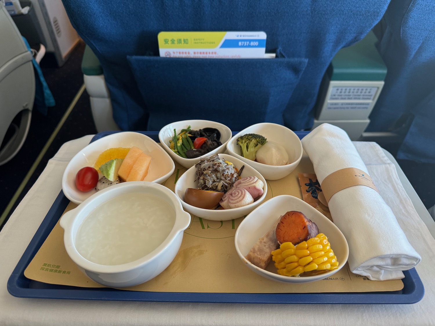 a tray with food on it