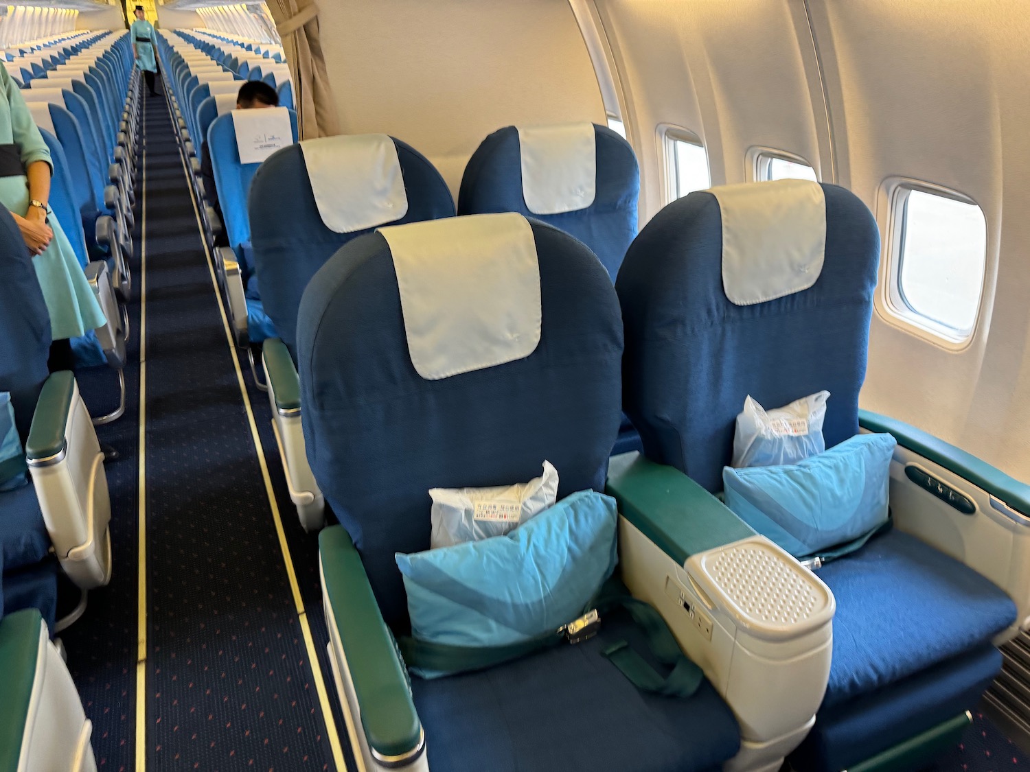 a row of seats on an airplane