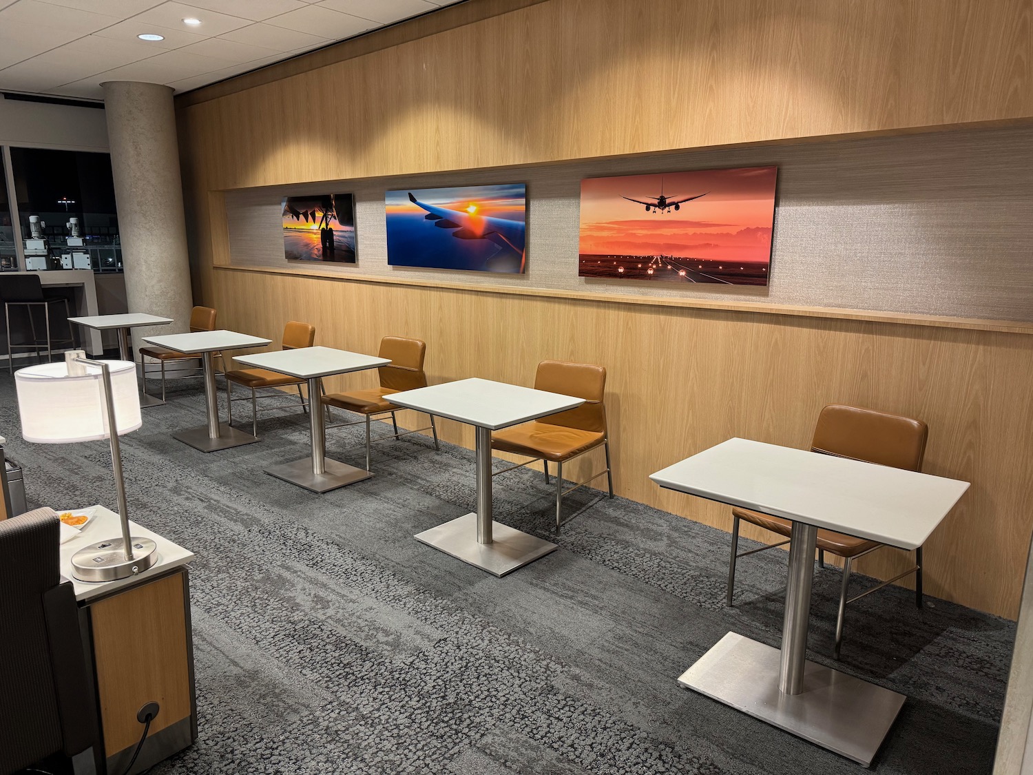 a room with tables and chairs