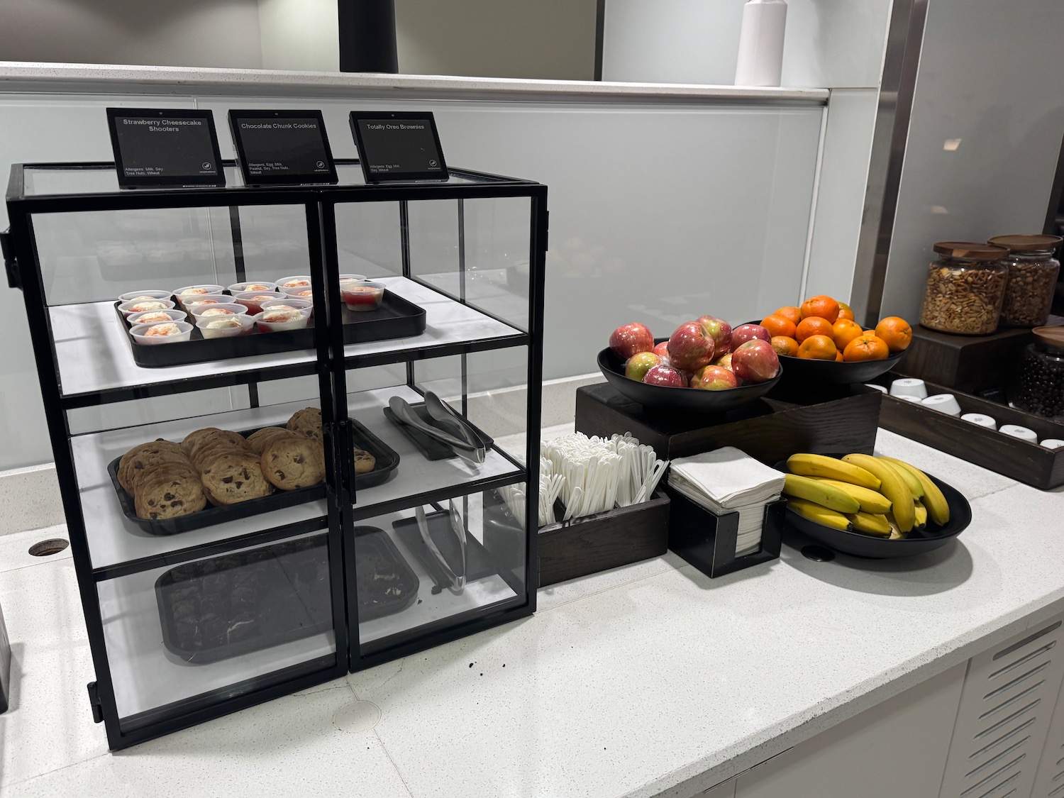 a display case with food on it