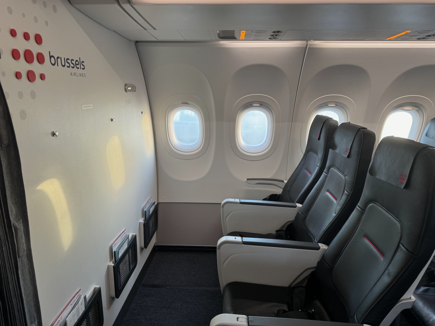 a row of seats in an airplane