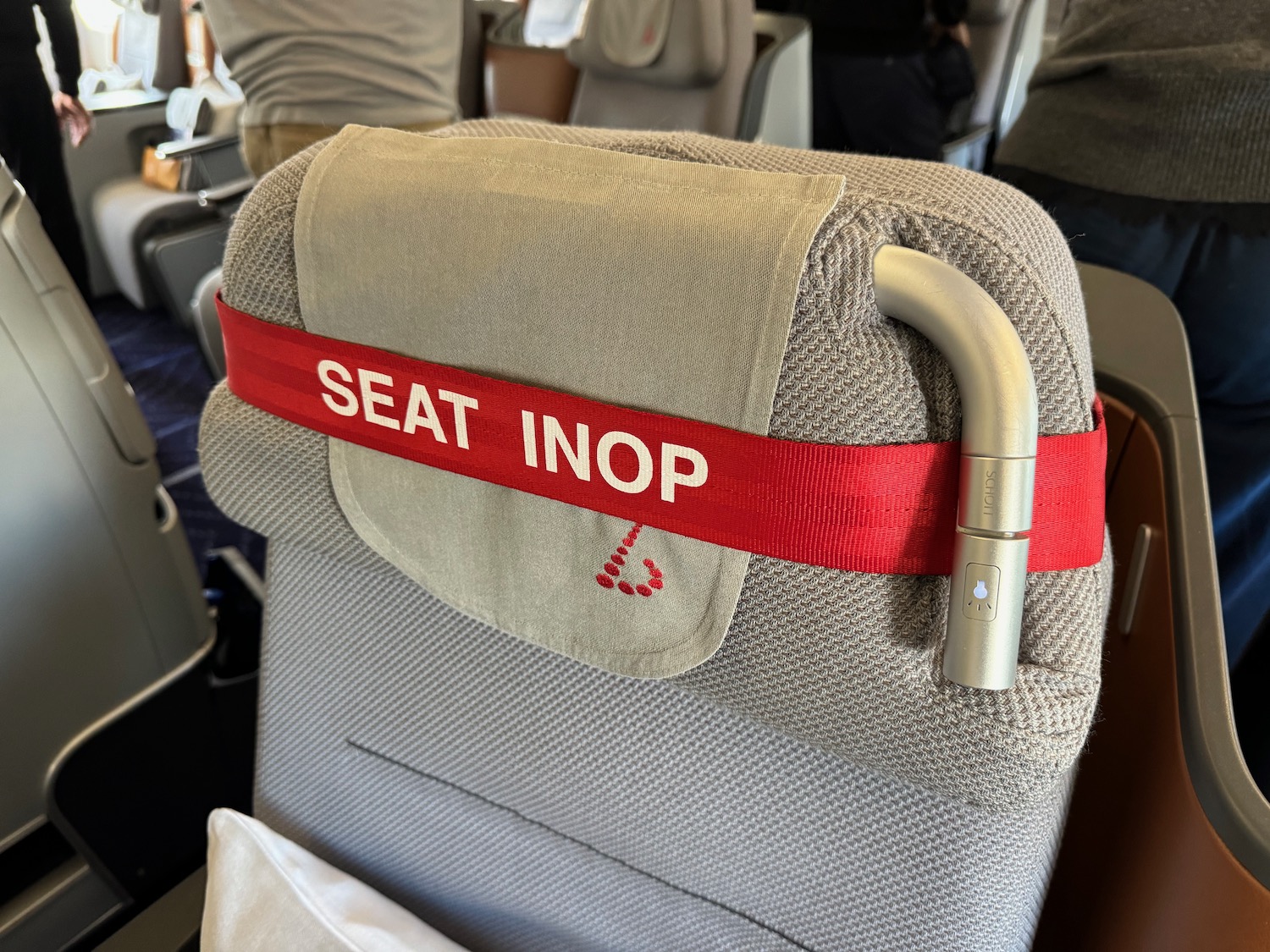 a seat inop with a red band