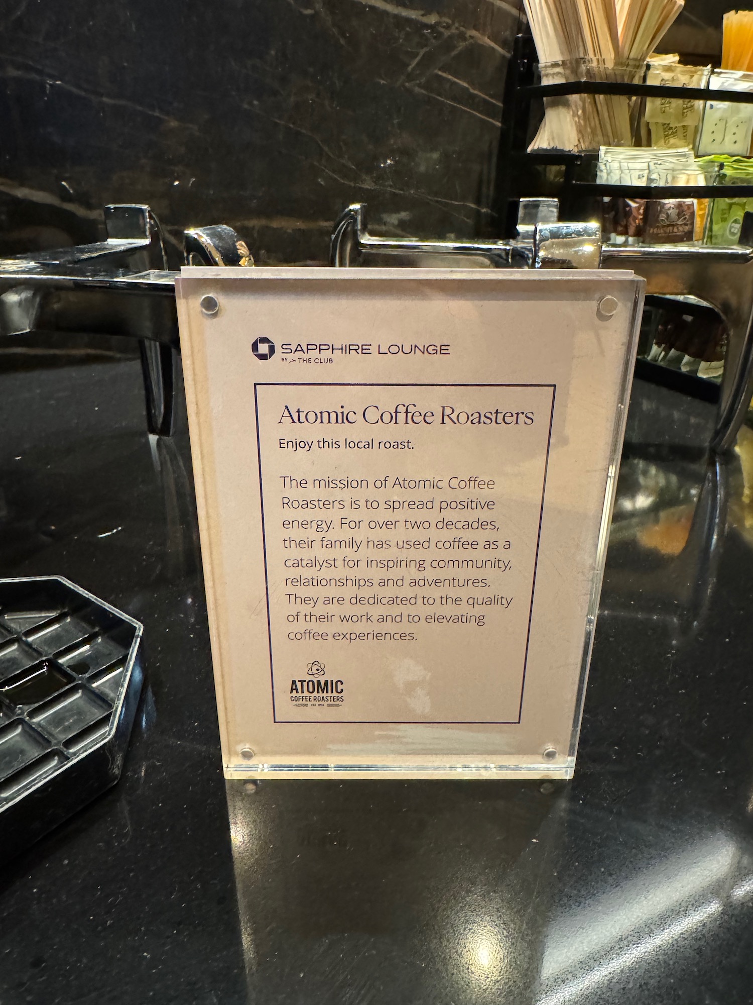 a sign on a counter