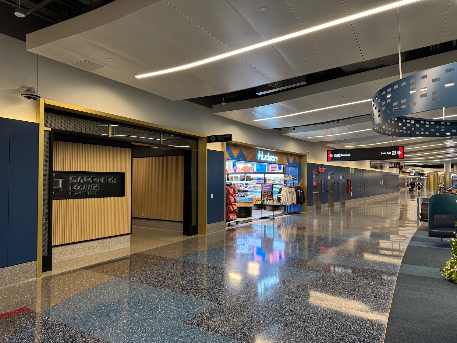 a large hallway with a store in it