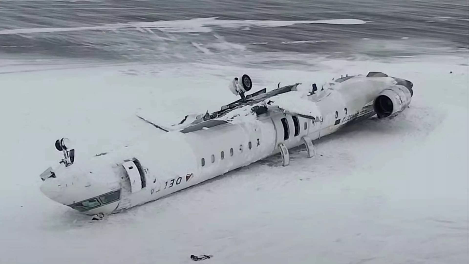 an airplane in the snow