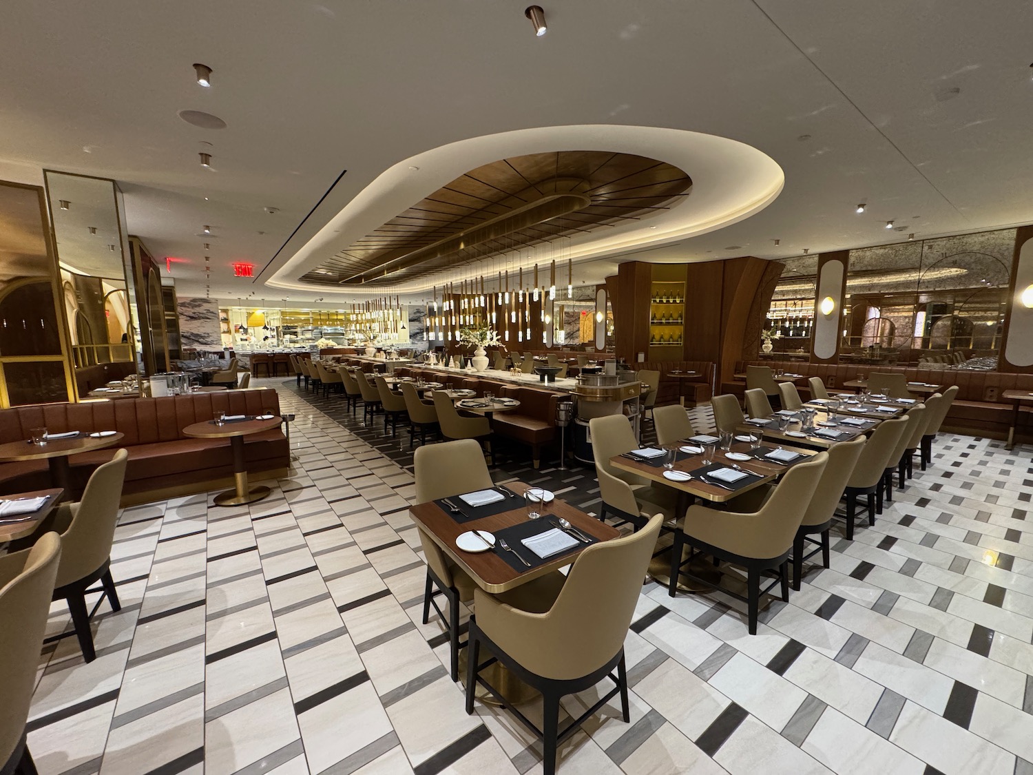 a restaurant with tables and chairs