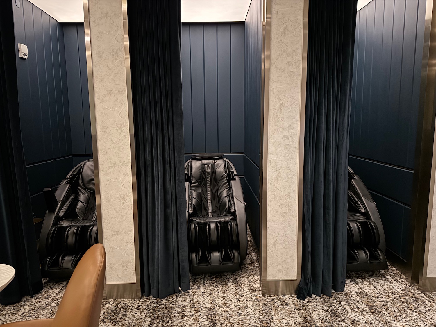 a massage chairs in a room