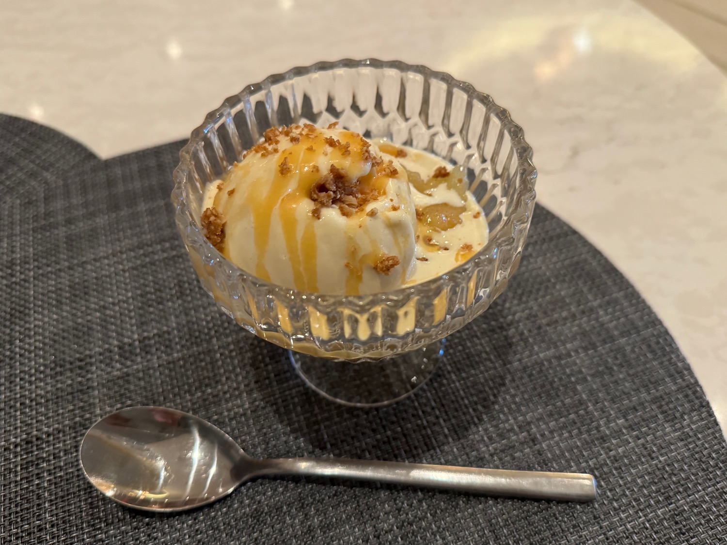 a bowl of ice cream with a spoon