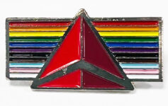 a colorful triangle with a rainbow flag