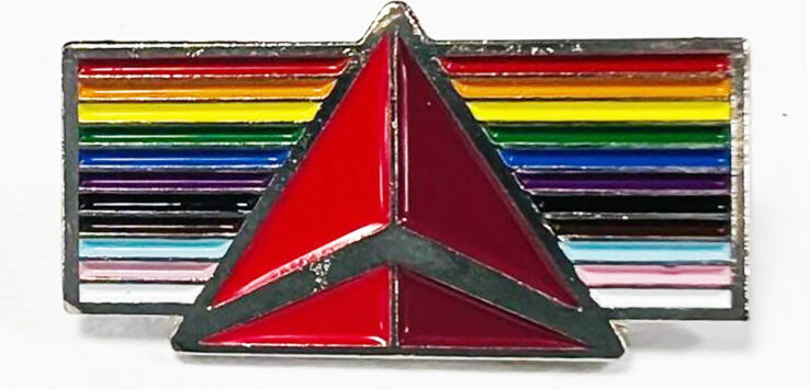 a colorful triangle with a rainbow flag