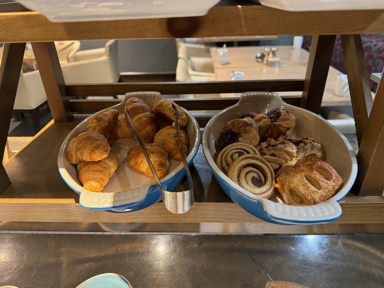 a two bowls of pastries on a shelf