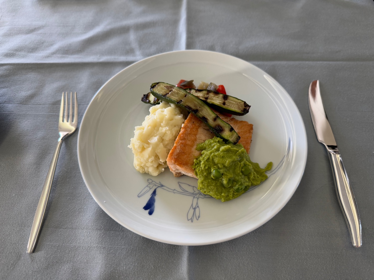 a plate of food with a fork and knife