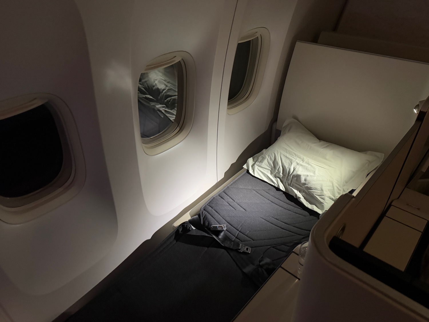 a bed in an airplane