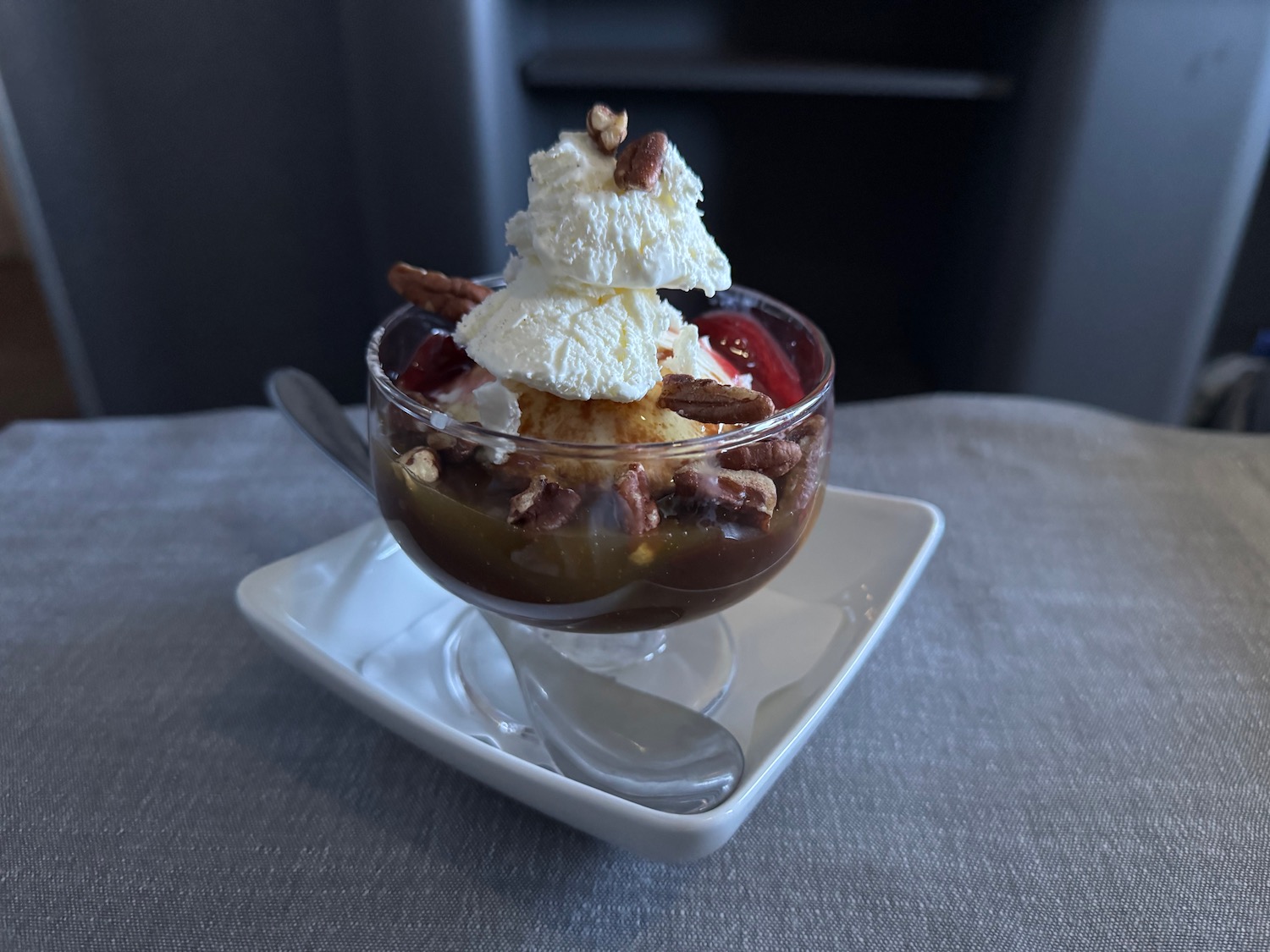 a dessert in a glass cup