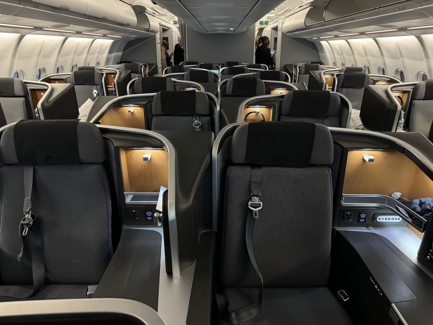 a row of seats in an airplane