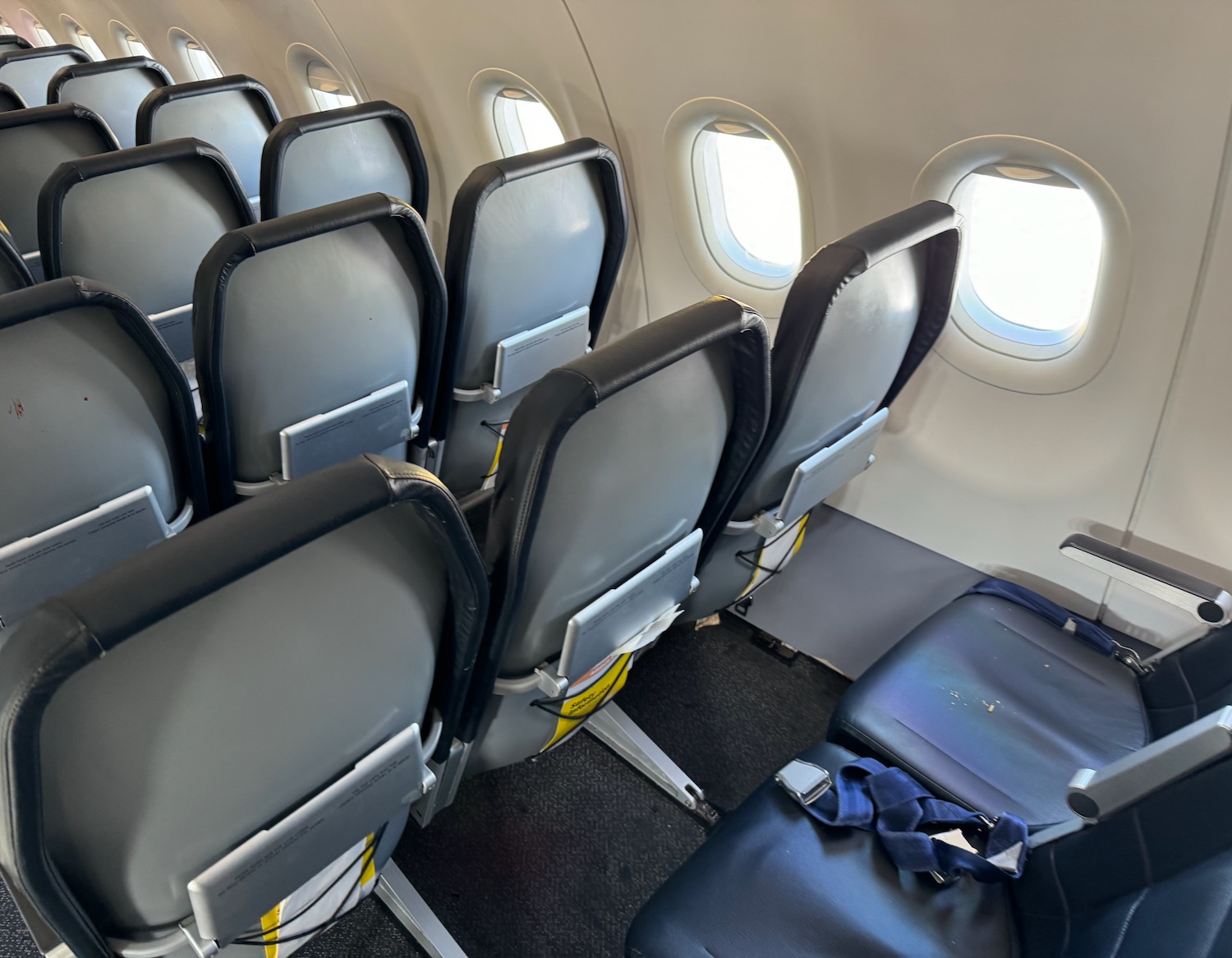 a row of seats in an airplane