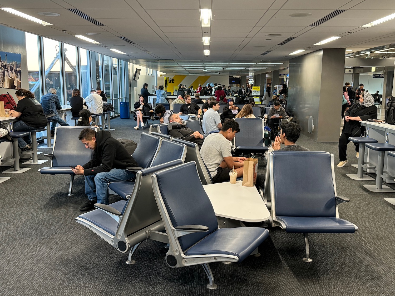 people sitting in a waiting area