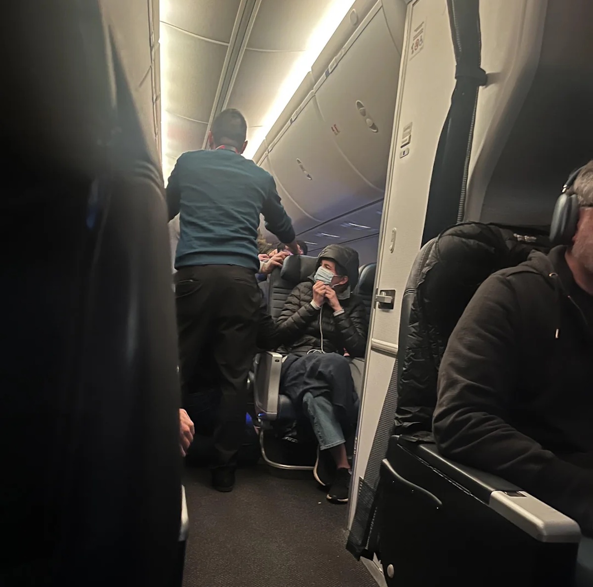 a group of people on an airplane