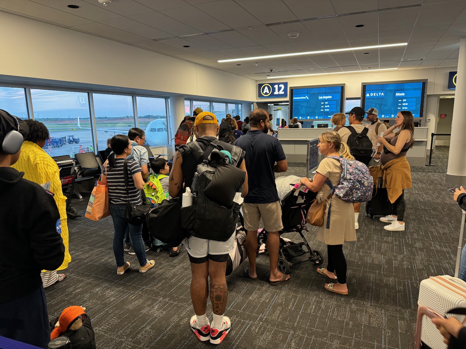 a group of people in an airport