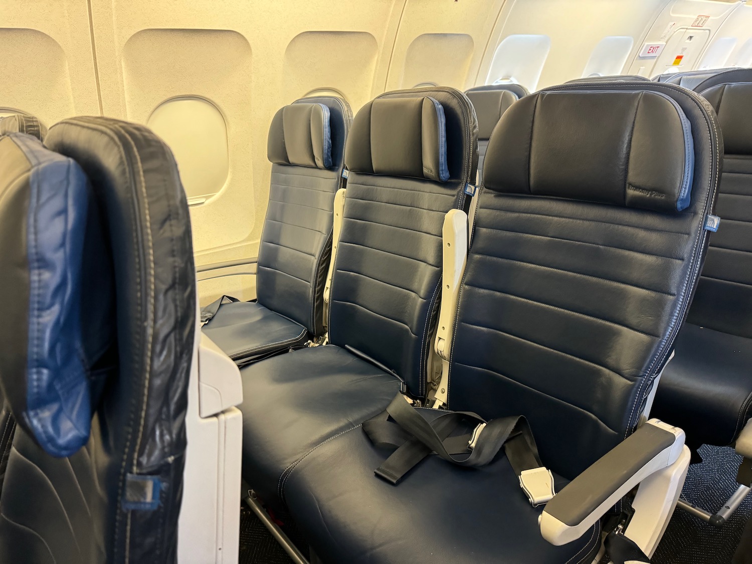 a row of seats in an airplane