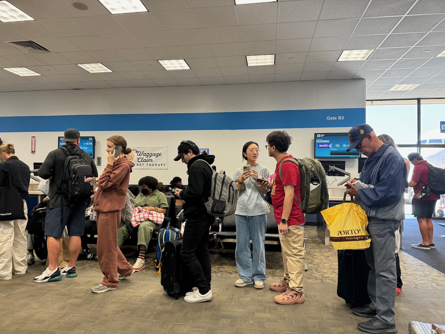 a group of people standing in a line