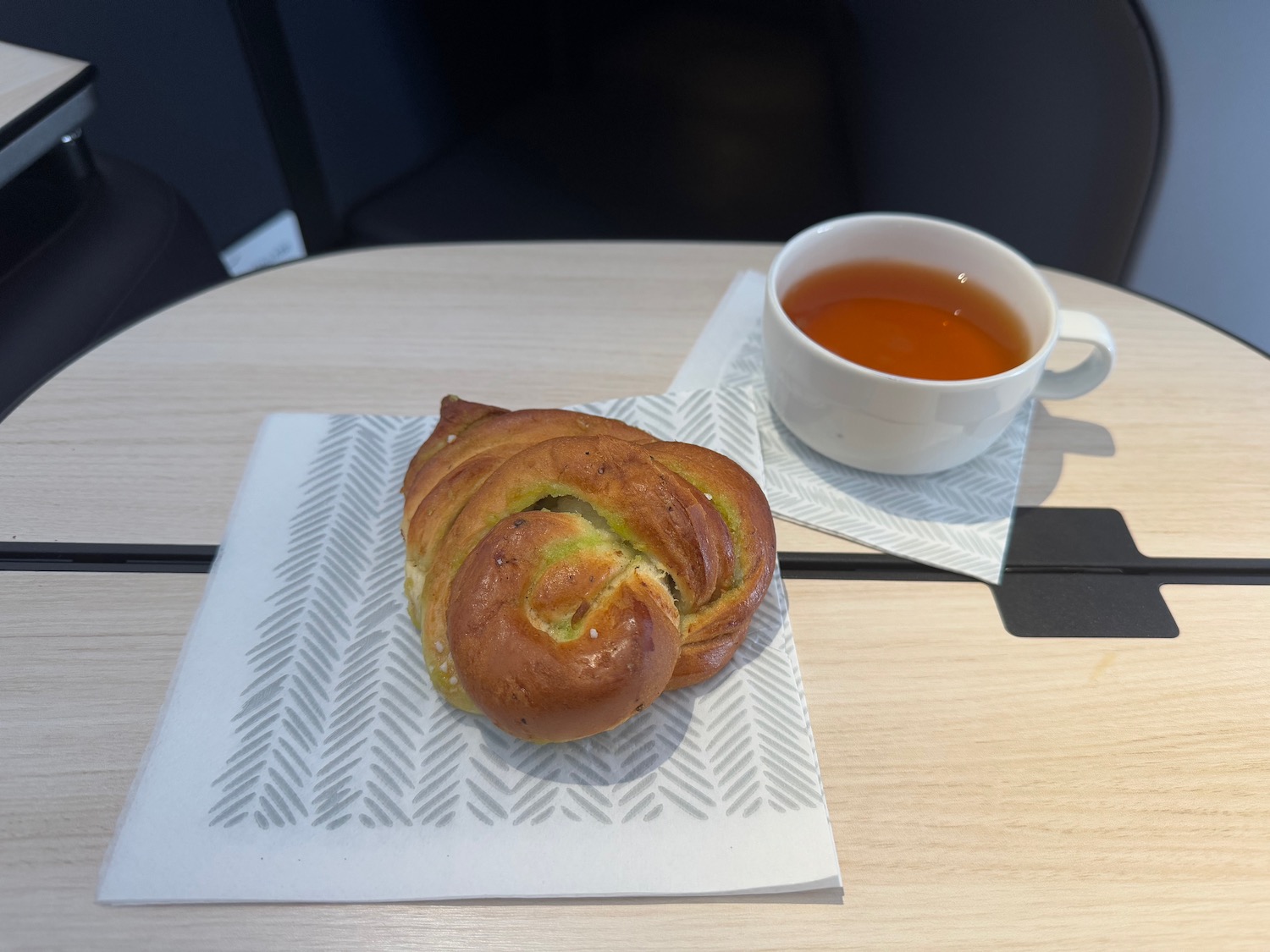 a pastry and a cup of tea