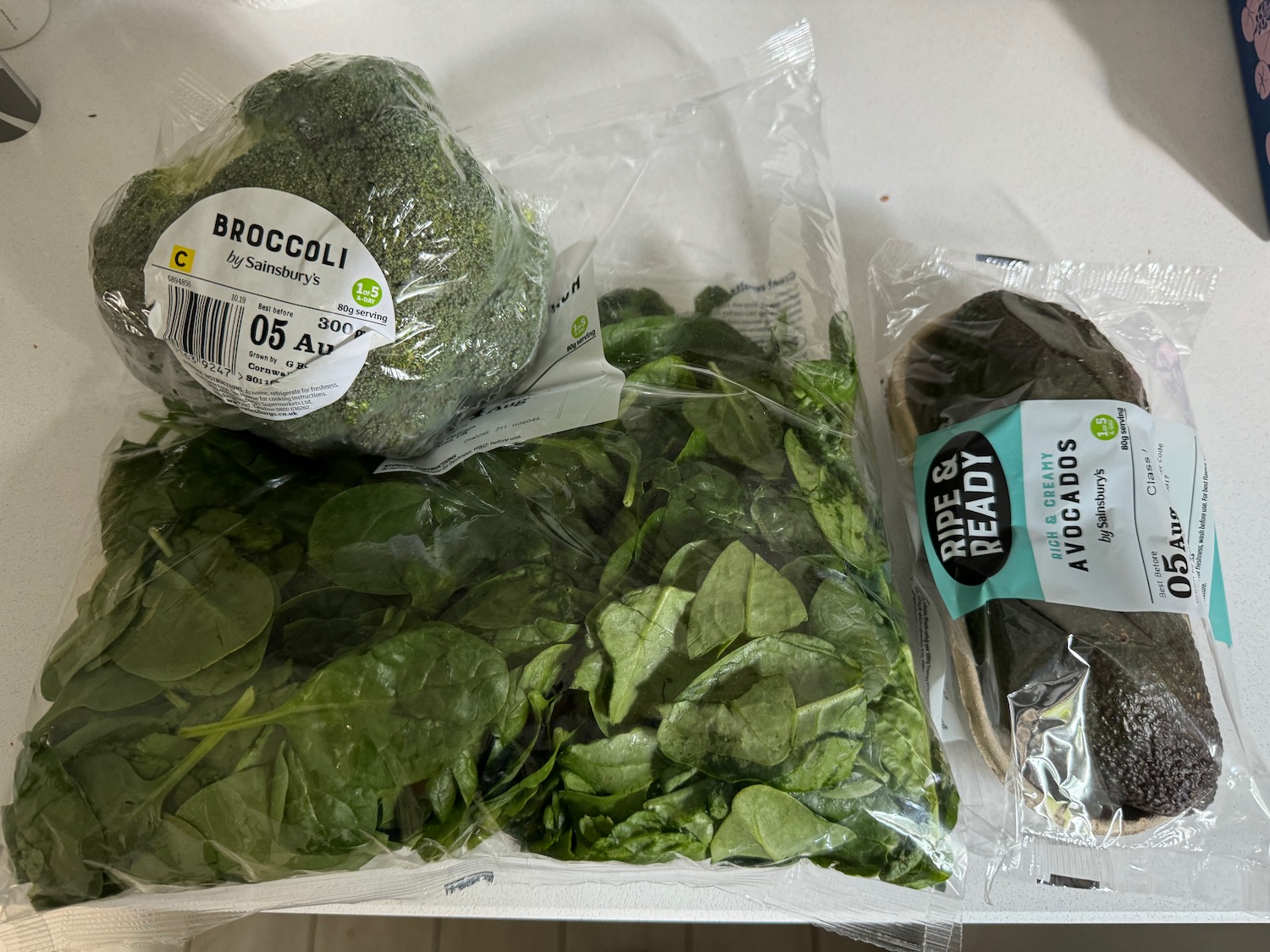 a bag of spinach and broccoli